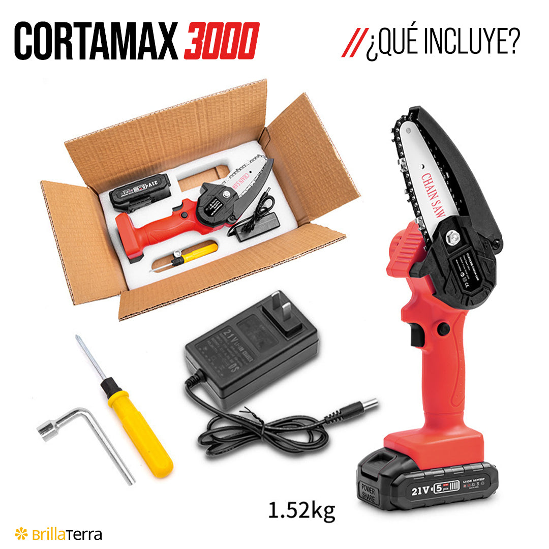 CortaMax 3000 – Mini motosierra inalámbrica y portátil