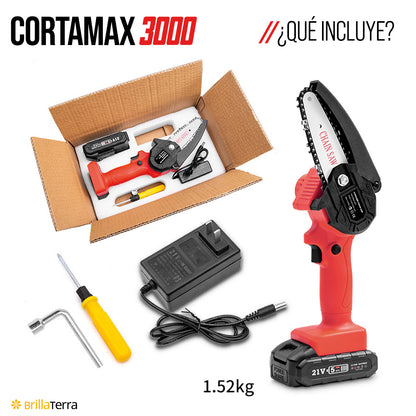 CortaMax 3000 – Mini motosierra inalámbrica y portátil